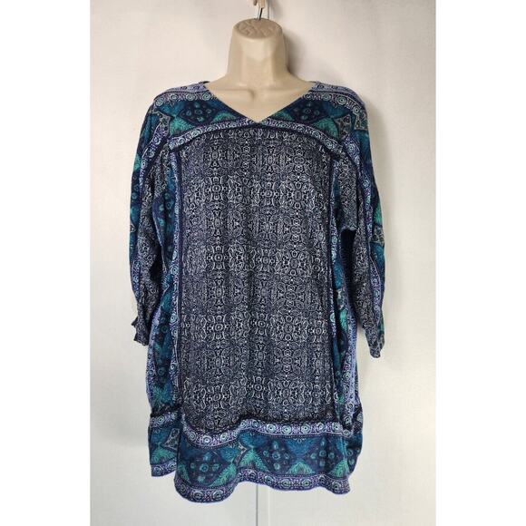 Lucky Brand‎ SZ 1X tunic top Boho Peasant hippie whimsical - Picture 1 of 8